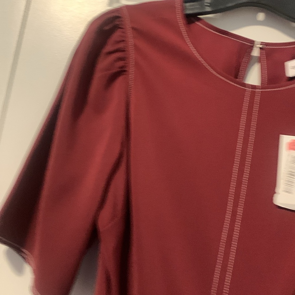 Gibson and Latimer Cranberry Short Sleeved wide leg faux wrap jumper - Picture 8 of 8